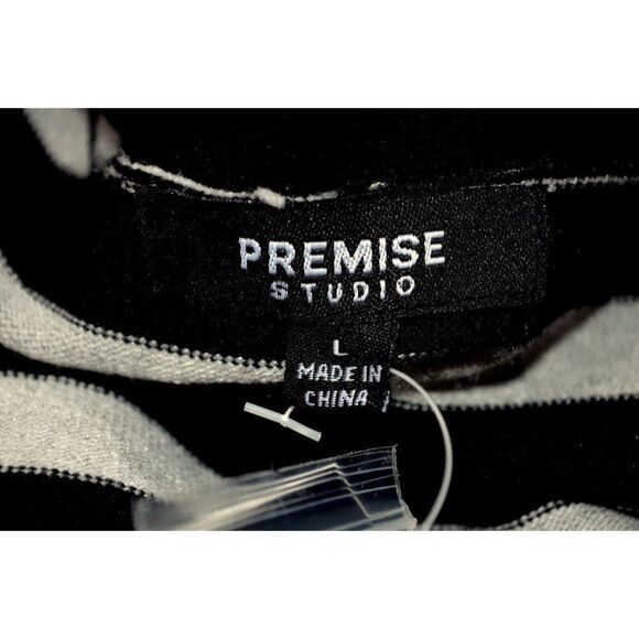 Premise Studio Black Gray Buttoned Stripe V-Neck Poncho Sweater Versatile Lg NEW - Picture 7 of 7